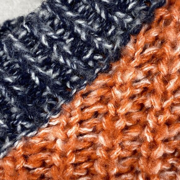 C&C CALIFORNIA Sweater L Ribbed Striped Jumper Pullover Blue Orange - Picture 6 of 12